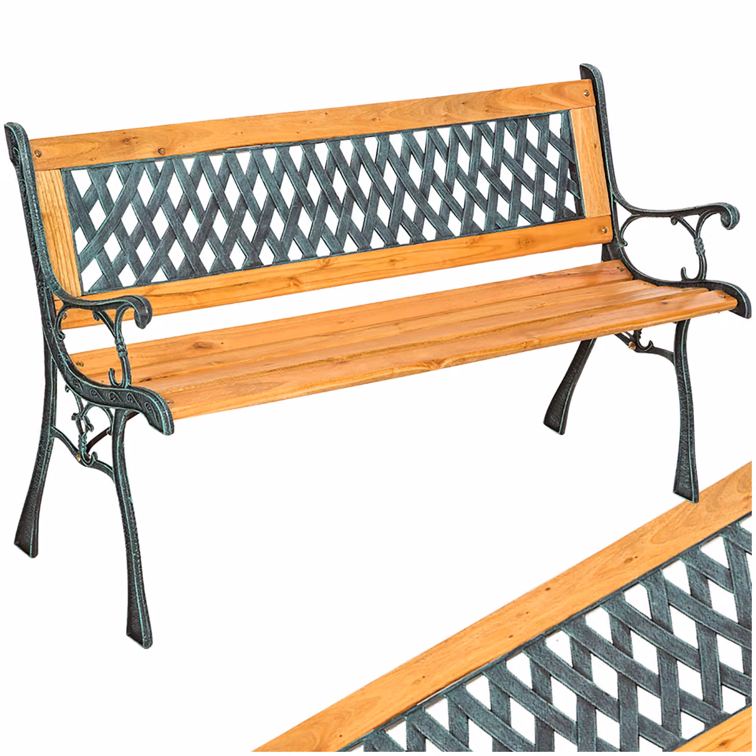 Panchina da giardino TecTake GmbH a due posti in legno e metallo marrone L: 128 cm, P: 51 cm, H: 73 cm – 1