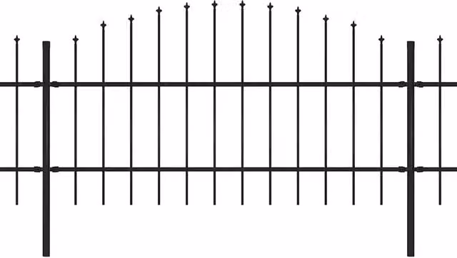 Recinzione da Giardino | Recinzione da cortile con Punta a Lancia in Acciaio 892,5x100 cm Nero