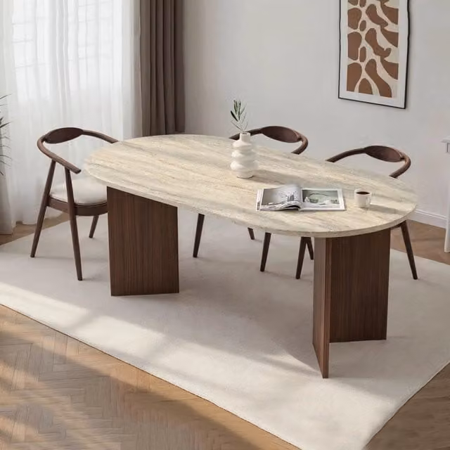 Monterano, Tavolo Fisso 6 Posti, 180x90x75h cm Beige Marmo
