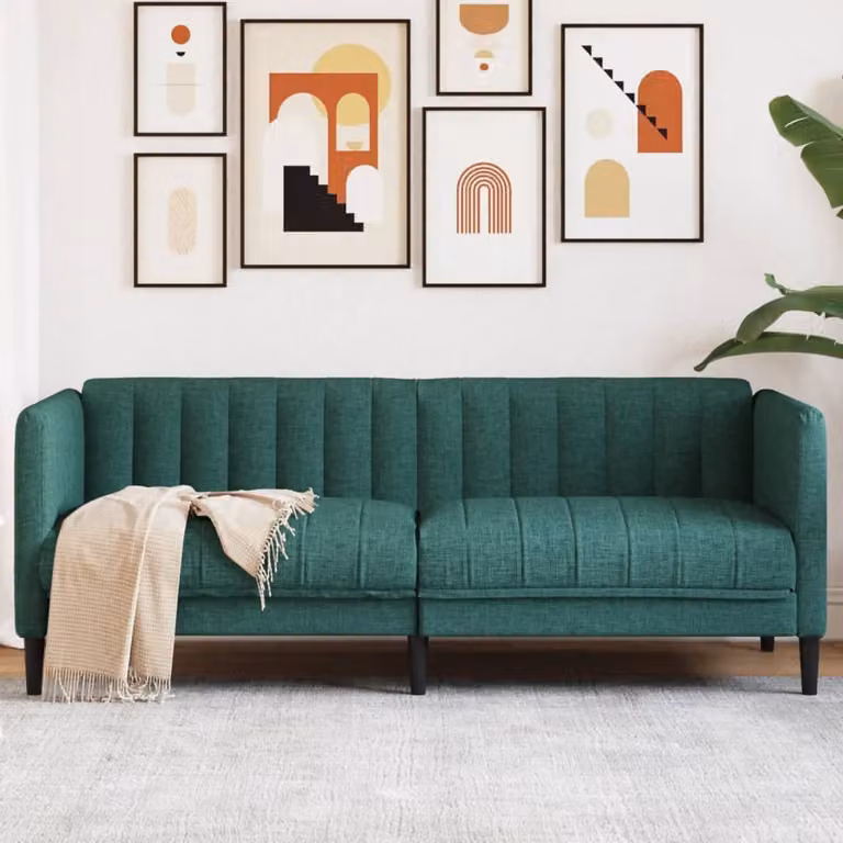 Maison Exclusive - Divano a due posti, colore verde scuro, rivestito in tessuto