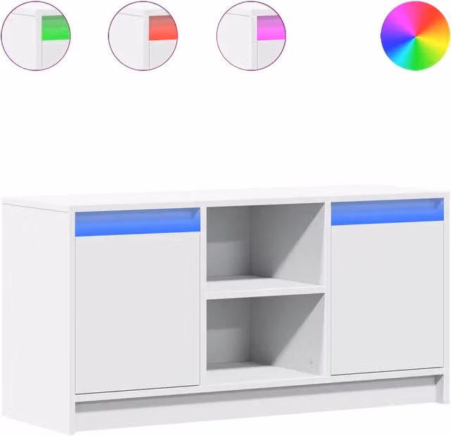 Mobile TV moderno bianco con illuminazione LED integrata in MDF L 100 x P 34 x H 50 cm