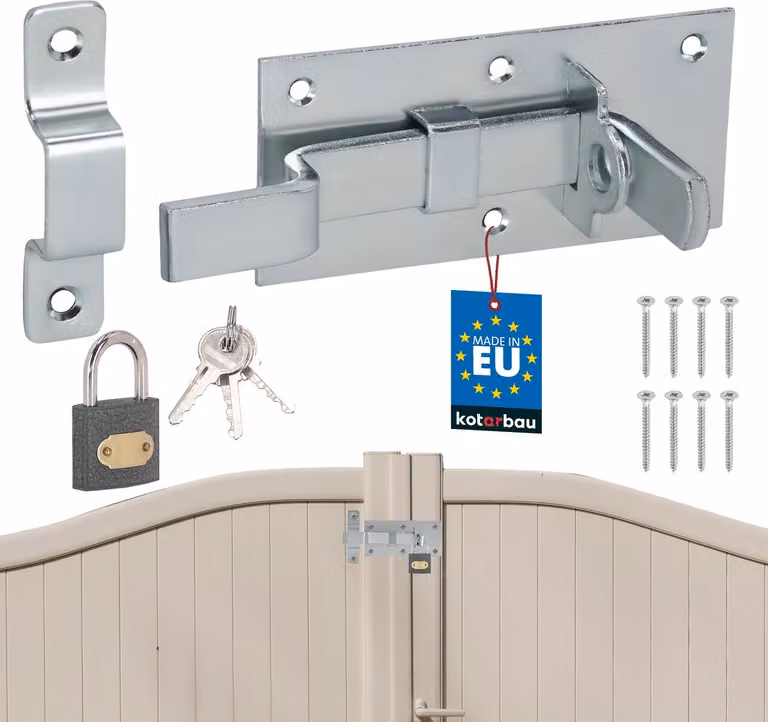KOTARBAU® Bullone di bloccaggio universale bullone in acciaio con lucchetto 60 x 130 mm bullone curvo per porte cancello giardino bullone bullone cancello giardino chiavistello porta bullone scorrevole bloccabile