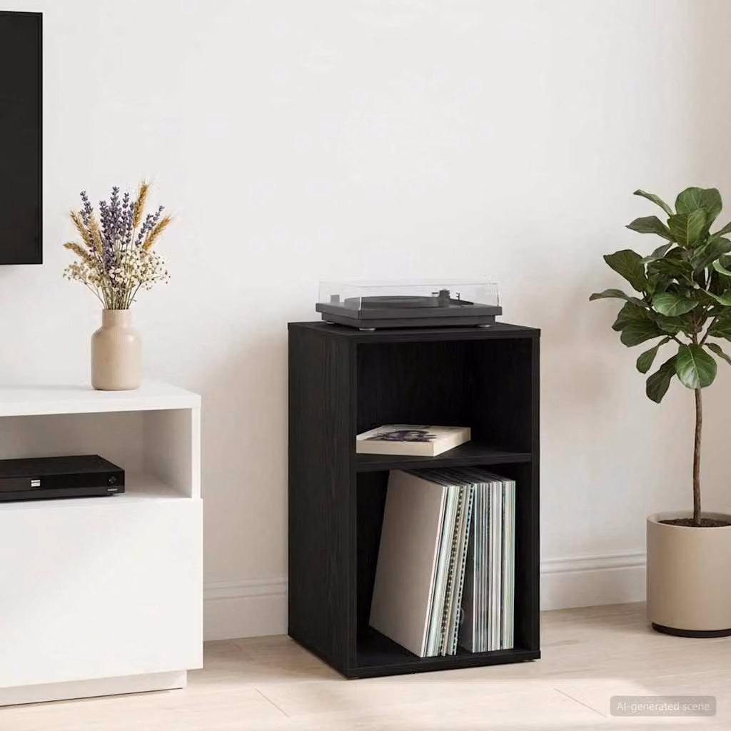 vidaXL Mobile porta vinili moderno in MDF nero L: 38 cm, P: 33 cm, H: 61 cm