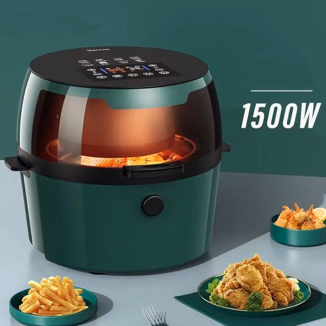 Friggitrice ad aria Andowl Q-g9l con finestra trasparente e display digitale, capacità 9 litri, colore verde – 1