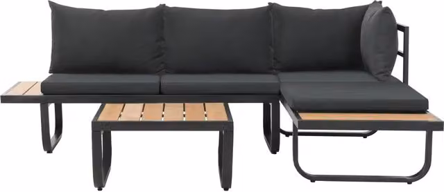 Set Divano da Giardino 2 pz ad Angolo Cuscini in Alluminio WPC 44704