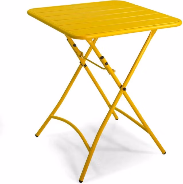 Tavolo pieghevole VACCHETTI in acciaio verniciato giallo per giardino e balcone L/P/H: 60 x 60 x 72 cm