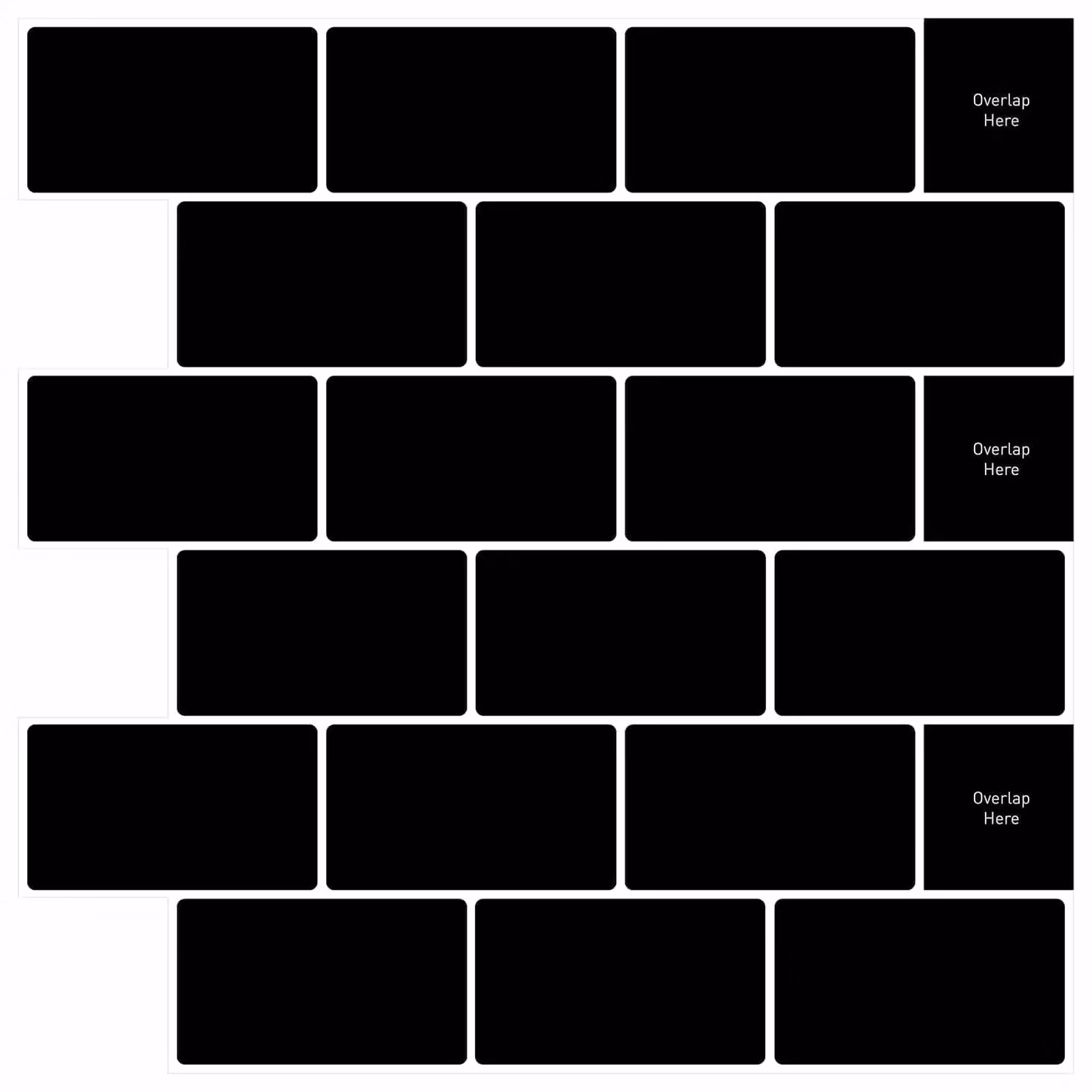 Piastrella subway 10 pcs Nero 30 x 30 cm Poliuretano e PET