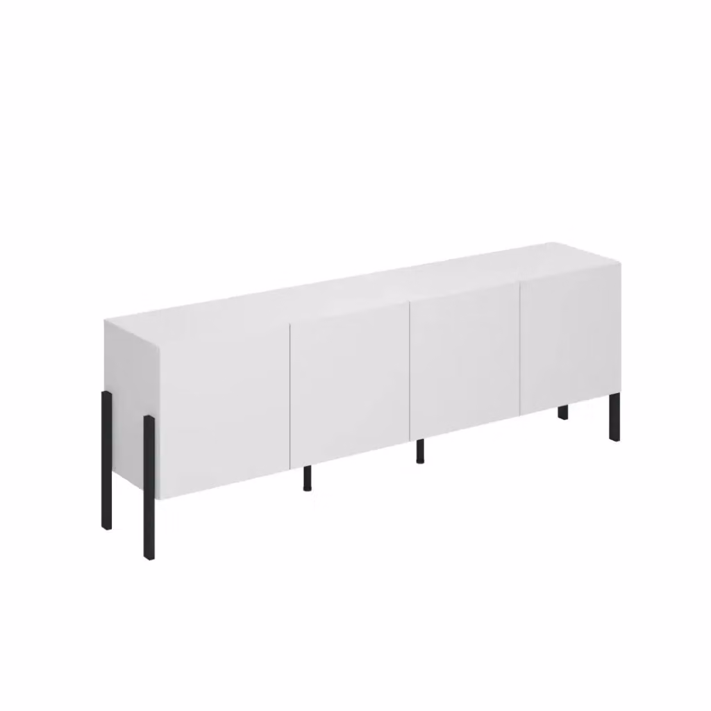 Pack salotto SALMA MEUBLORAMA composto da buffet XL a 4 porte, armadio a 2 porte e buffet a 2 porte con 3 cassetti, bianco e nero opaco – 2