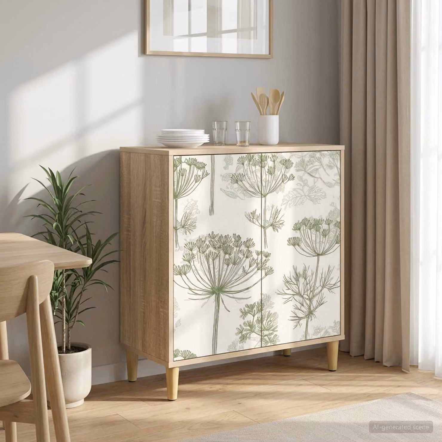 Credenza moderna vidaXL GOTHA in legno ingegnerizzato color beige e marrone L: 69 cm, P: 33 cm, H: 75 cm