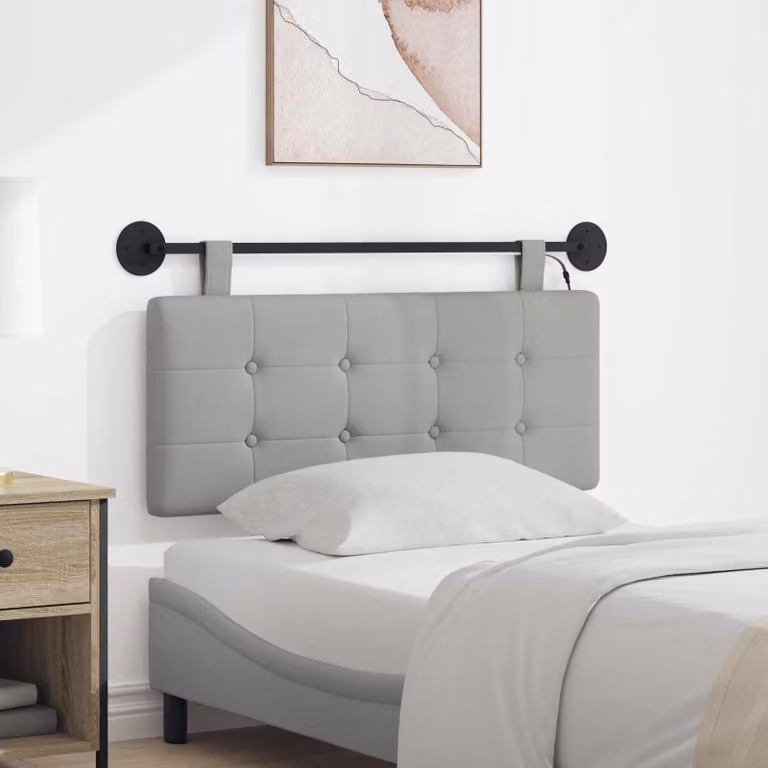 vidaXL Testiera sospesa moderna in tessuto Grigio con illuminazione integrata