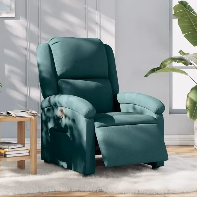 Poltrona Reclinabile Elettrica vidaXL in Tessuto Verde con Schienale e Braccioli – 1