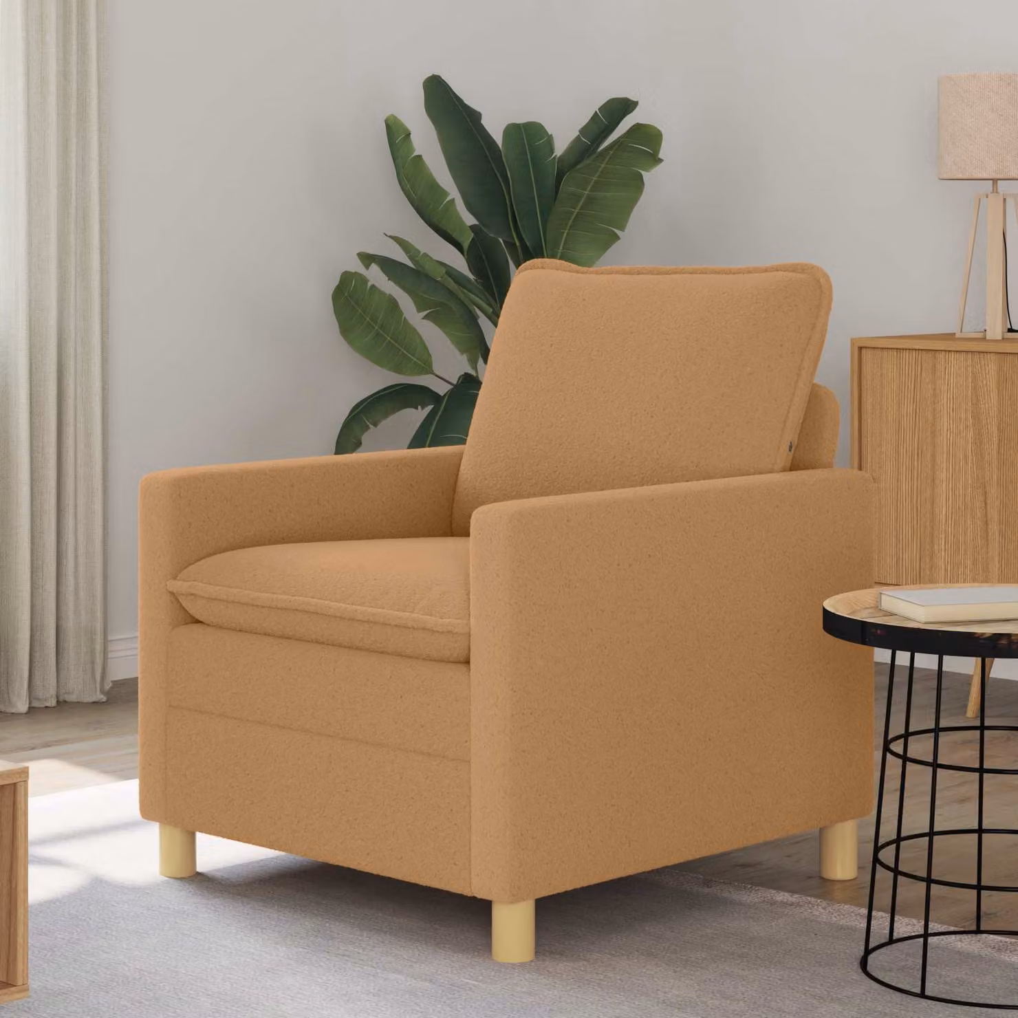 Divano moderno vidaXL in tessuto beige L: 76 cm, P: 81 cm, H: 87,5 cm