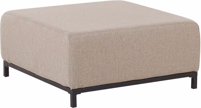 Ottomana BELIANI moderna con rivestimento in tessuto beige e gambe in alluminio nero resistente ai raggi UV per esterno e interno – 1