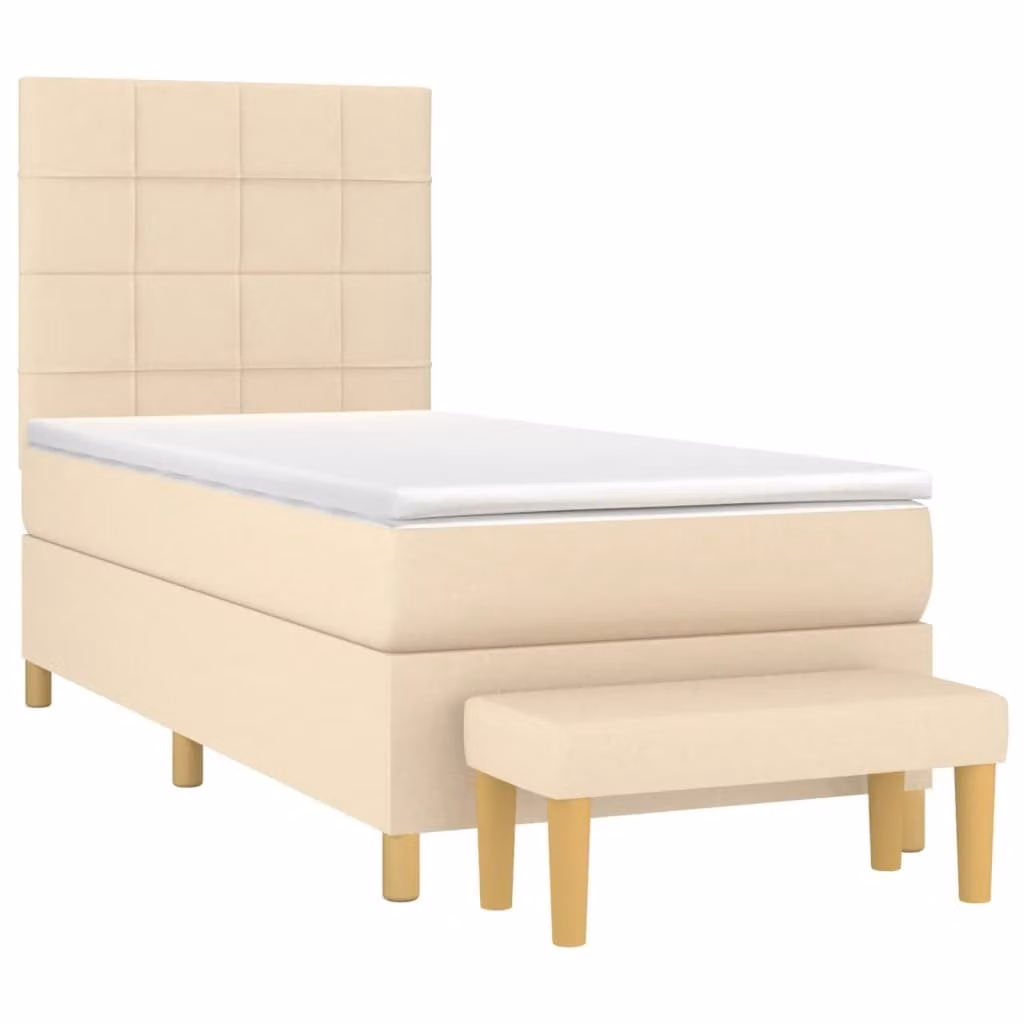 Giroletto a Molle con Materasso Crema 100x200 cm in Tessuto