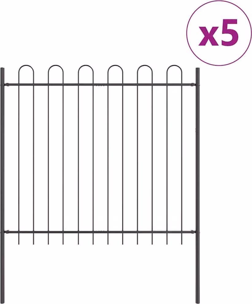 Recinzione per Giardino 5 pcs Grigio 8,5 x 1,5 m