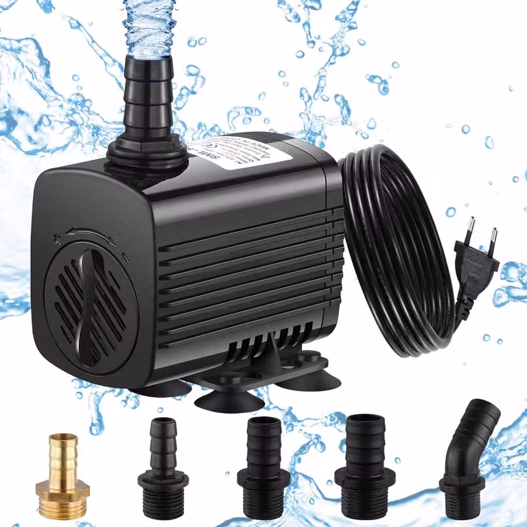 Pompa per acquari da 30W, con portata di 2500 litri all'ora, dotata di un cavo da 1,9 metri e 5 ugelli