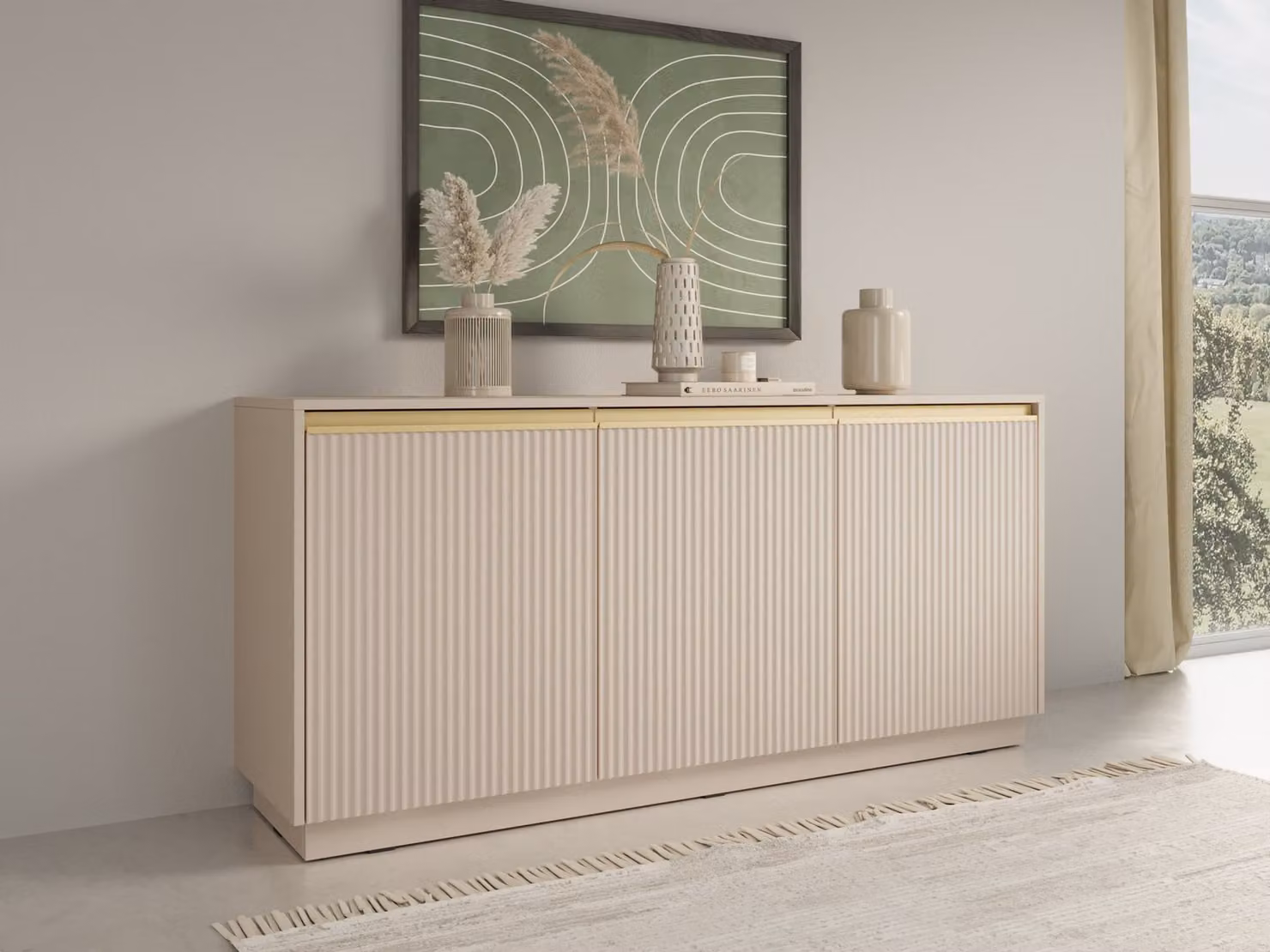 Cassettiera ampia con ripiani MANANA - beige