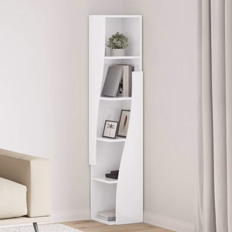 Scaffale angolare moderno vidaXL in legno MDF bianco L/P/H: 27,5 x 27 x 140 cm
