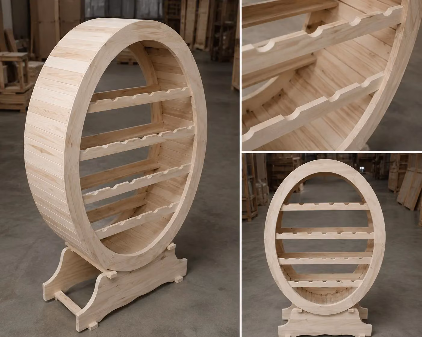 Portabottiglie classico in legno di pino grezzo Mobili 2G L: 79 cm, P: 31 cm, H: 123 cm – 2