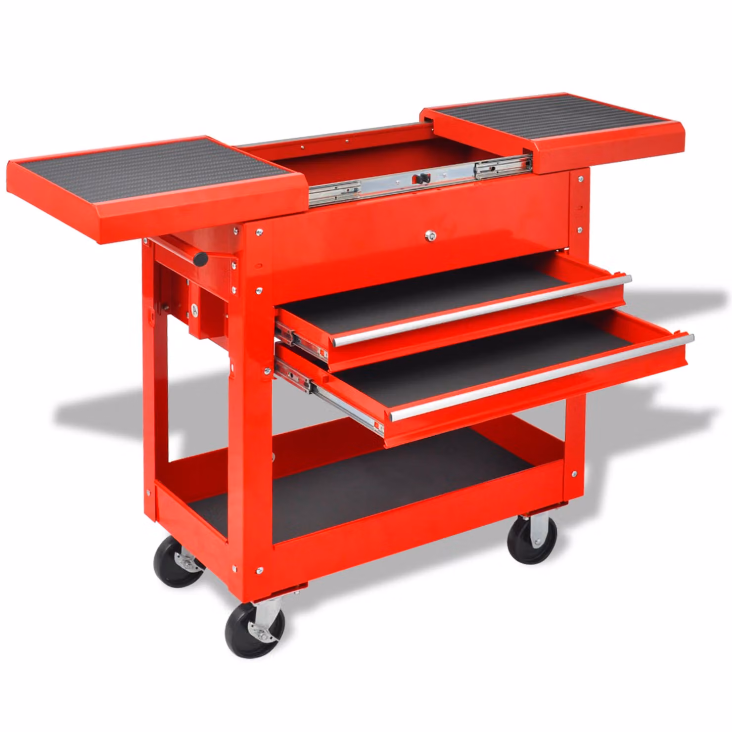 vidaXL Carrello per Attrezzi in Acciaio Rosso con Ruote L/P/H: 70.5 x 37 x 71 cm