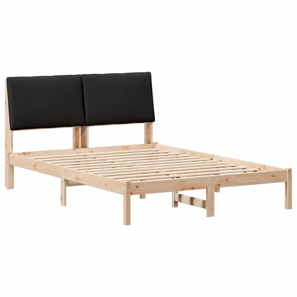 Struttura del letto moderna vidaXL in legno di pino con testiera in tessuto, marrone e nero, L/P/H: 150 x 200 x 93,5 cm – 2