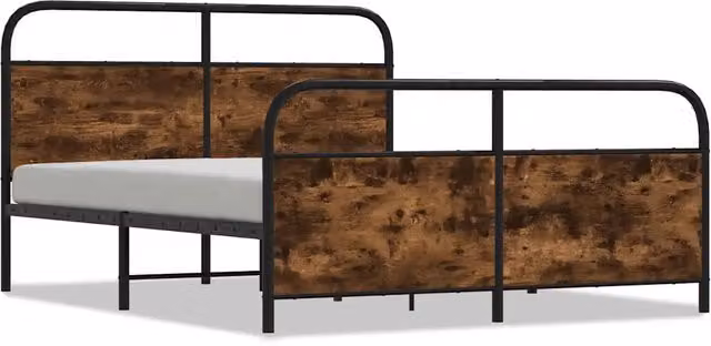 Letto matrimoniale per adulti con struttura in metallo color rovere fumo L/P/H: 160 x 200 cm