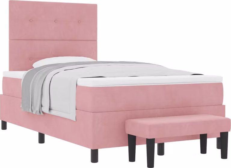 Letto a molle con testiera Rosa 190 x 120 cm Velluto