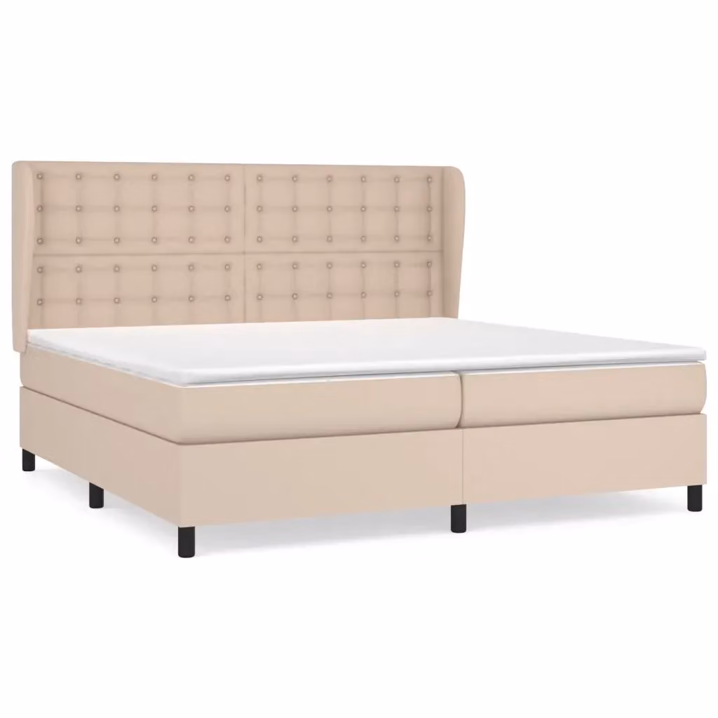 Letto a molle con materasso vidaXL in similpelle beige e bianco L/P/H: 200 x 200 x 31 cm – 2