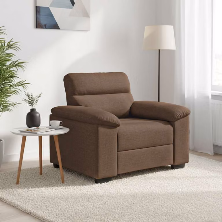 Poltrona moderna vidaXL in tessuto marrone con braccioli L/P/H: 100 x 81 x 84 cm