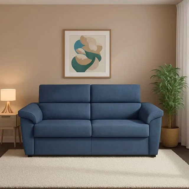 Salorno Divano Letto 2 Posti Made in Italy con Rivestimento Sfoderabile Blu L: 185 cm, P: 95 cm – 1