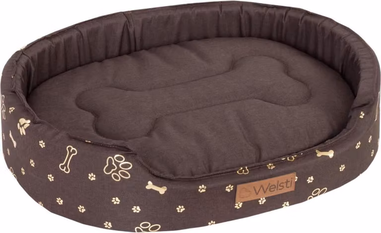 Letto ovale per cani e gatti, Welsti marrone L 68x55