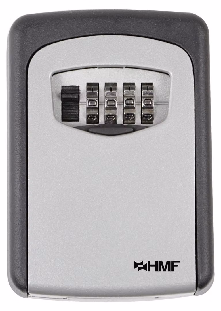 Cassaforte con combinazione a 4 cifre, dimensioni 12,2 x 8,7 x 4 cm, colore grigio