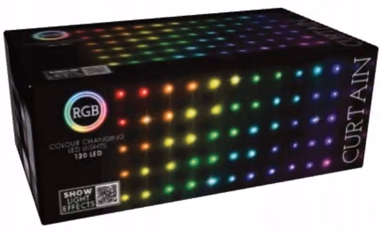 Tenda luminosa a LED, 300x60 cm, 120 LED RGB con telecomando – Decorazione natalizia, catena luminosa