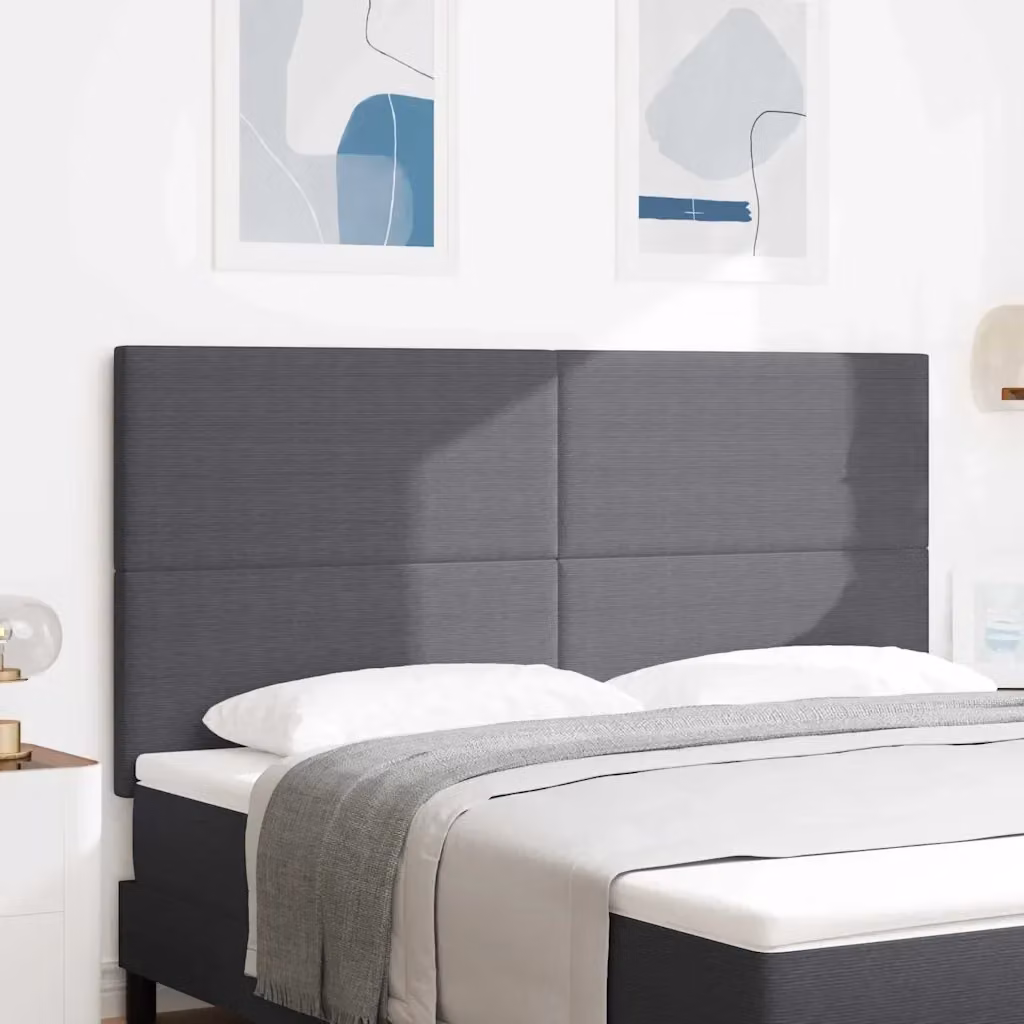 Testata per letto moderna in tessuto di velluto a coste grigio scuro, larghezza: 180 cm – 2