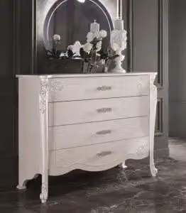 Comò Shabby Chic Stella in legno KIVIO color bianco opaco