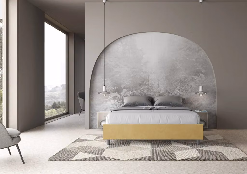 Letto Matrimoniale Sommier Azelia GIORDANOSHOP con Contenitore e Rete, Colore Arancione/Giallo, L/P/H: 160 x 200 x 39 cm – 2