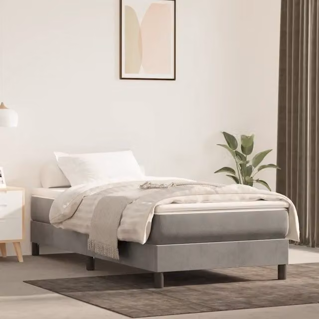 Materasso Ibrido vidaXL in Velluto Grigio e Bianco, Rigidità H3, L/P/H: 100 x 210 x 20 cm