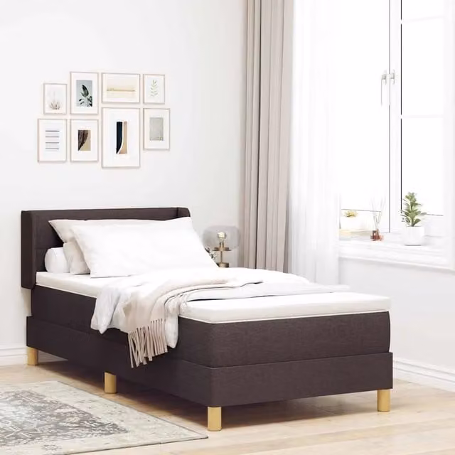 Letto a molle moderno vidaXL con testiera in tessuto marrone L: 90 cm, P: 190 cm