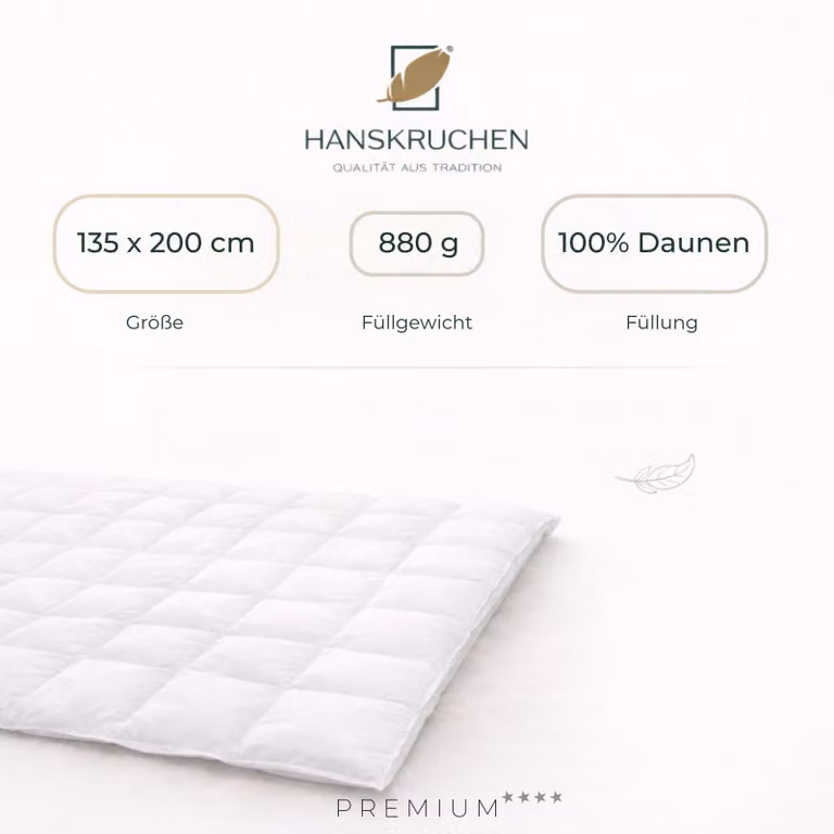 HANSKRUCHEN piumino in piuma 135x200 cm extra caldo 100% piumino lavabile per allergici piumino invernale traspirante bianco