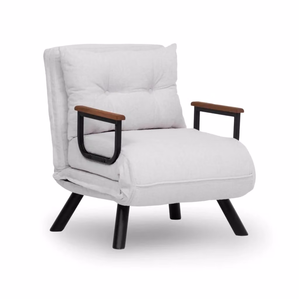 Poltroncina Reclinabile Keoni DMORA Bianco con Braccioli e Struttura in Metallo L: 60 cm, P: 78 cm, H: 78 cm – 2
