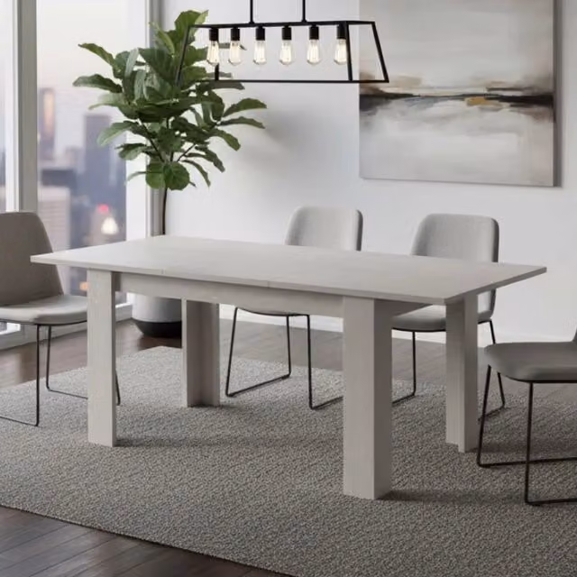 Tavolo da pranzo estensibile DMORA moderno in MDF e metallo bianco L: 140 cm, P: 88 cm, H: 75 cm – 1