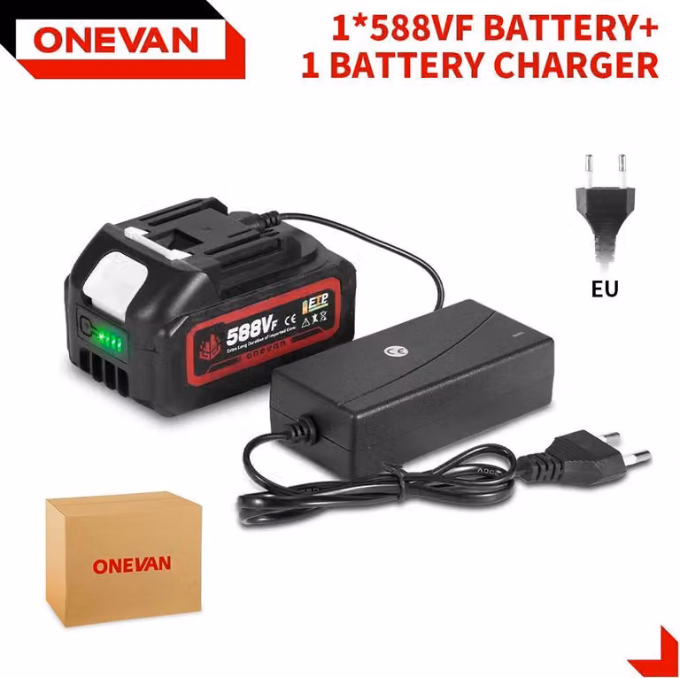 Set batteria per utensili elettrici - Batteria agli ioni di litio da 18 V con caricabatterie - 22900 mAh - 1x588VF - Per avvitatori a percussione/motosega - Braun