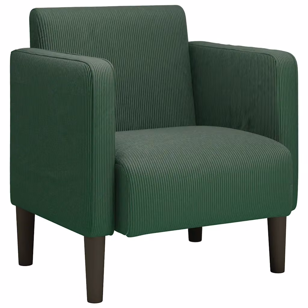 Poltrona Relax Design Mania Verde con Braccioli in Tessuto a Coste e Velluto – 2
