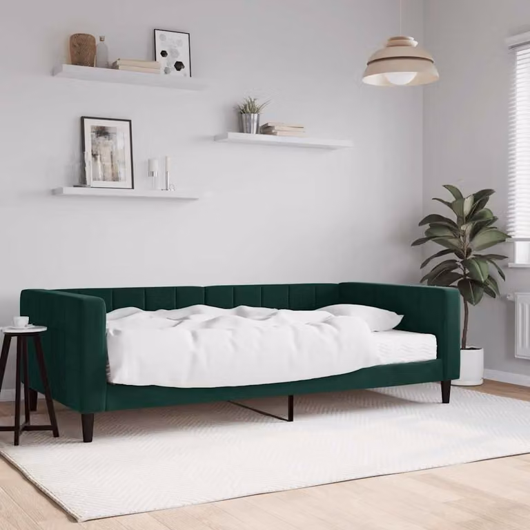 vidaXL Divano Letto in Velluto Verde con Materasso L/P/H: 200 x 100 x 68 cm