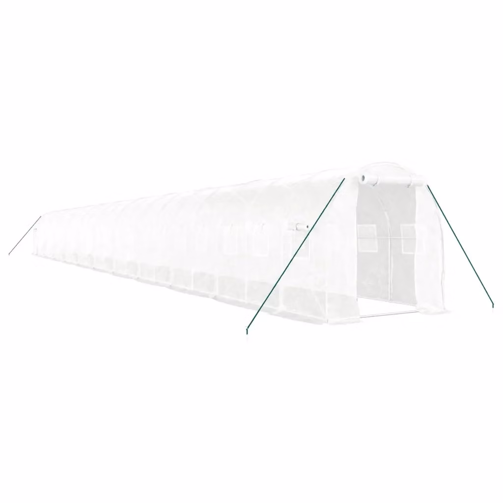 Serra Videx con telaio in acciaio zincato bianco e copertura in policarbonato, L: 22 m, P: 2 m, H: 2 m – 2