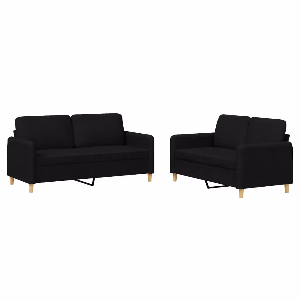 Set di 2 divani moderni vidaXL in tessuto nero con cuscini decorativi – 2