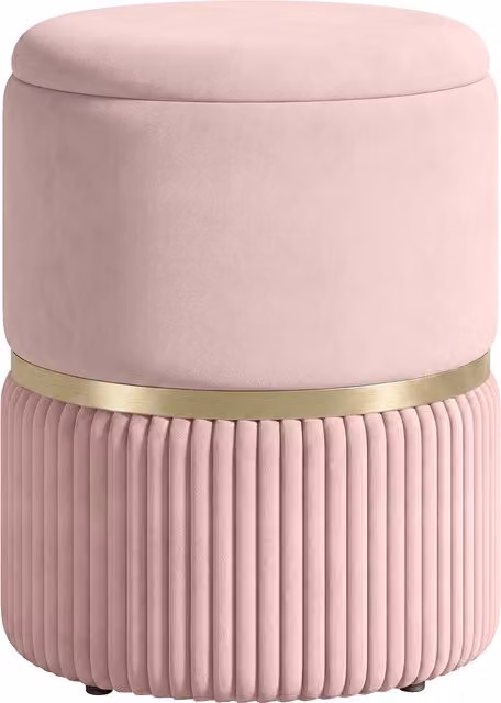 Pouf Poggiapiedi Contenitore HOMCOM in Velluto a Coste Rosa, L/P/H: 36 x 36 x 44 cm