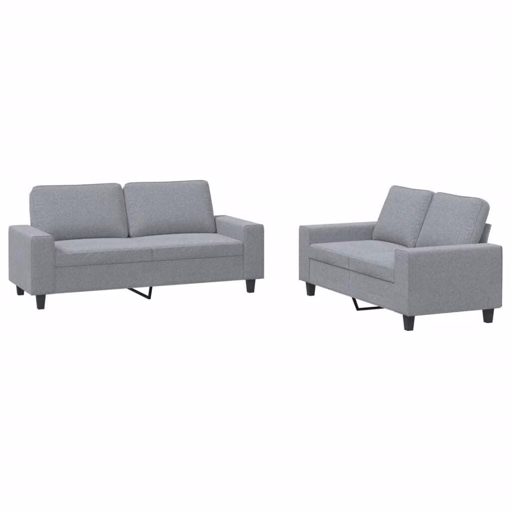 Set di Divani 2 pz Grigio Chiaro in Tessuto