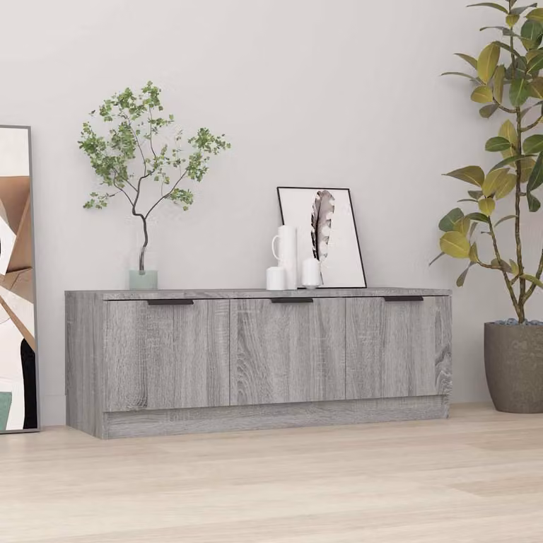 Mobile TV moderno vidaXL in legno e MDF Grigio Sonoma L 102 cm x P 35 cm x H 36,5 cm