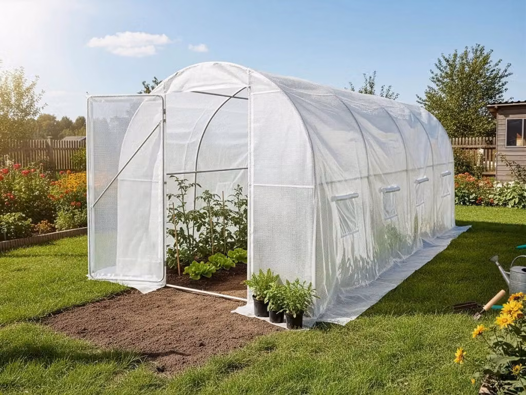 Serra a tunnel da giardino Mimosa Habitat Et Jardin con porta e finestre, superficie 9 m2, colore bianco – 2
